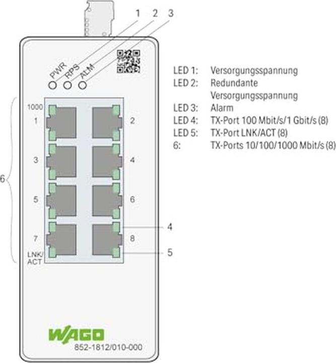 Actual product image Wago 852-1812/010-000 Lean-Managed- (8 ports)