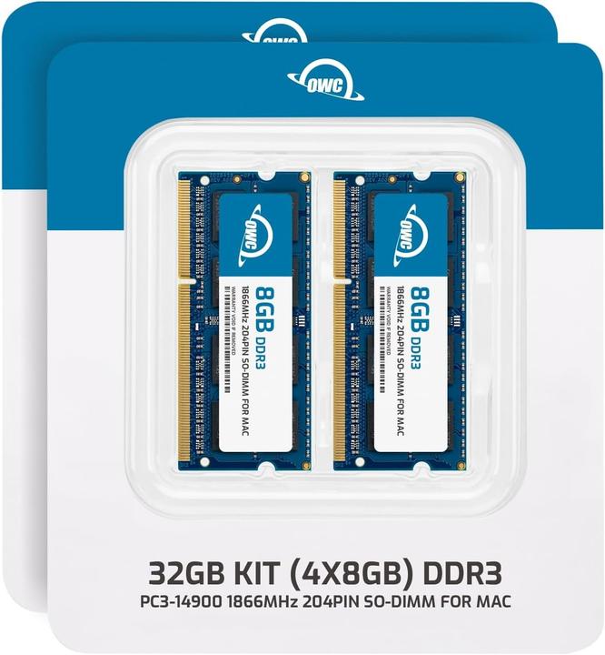 Actual product image OWC 32.0GB Memory Upgrade Kit 4 x 8GB 1867MHZ DDR3 SO-DIMM PC3-14900 (4 x 8GB, 1866 MHz, DDR3-RAM, SO-DIMM)