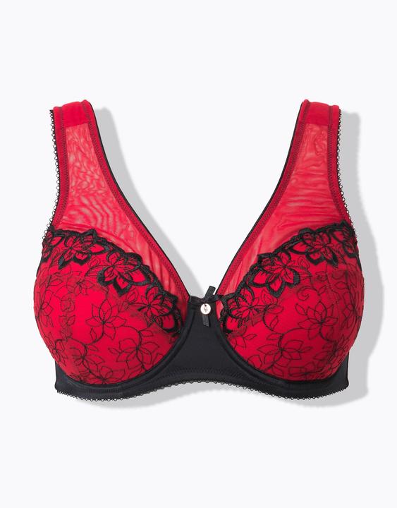 Actual product image Ulla Popken Floral Embroidered Underwire Bra (Single pack, 85 E)