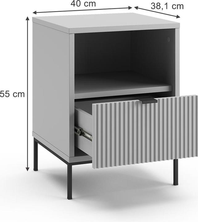Actual product image Vicco Bedside table Eliza, Grey, 40 x 55 cm with 1 drawer