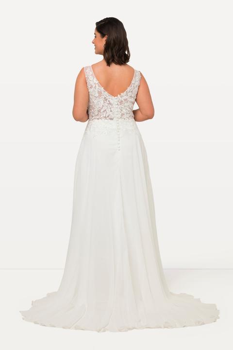 Produktbild Ulla Popken Brautkleid, A-Linie, Schleppe, V-Ausschnitt, ärmellos (48)