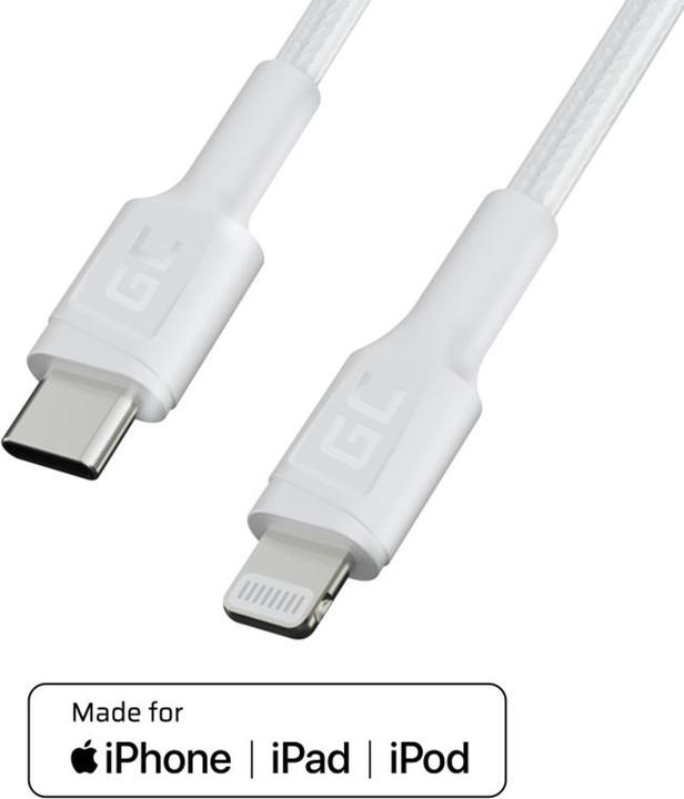 Image du produit GreenCell USB-C - Lightning MFi 1m pour Apple iPhone (1 m, USB 2.0, 29 W)