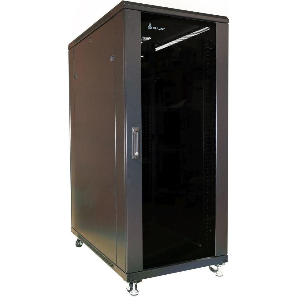 Extralink 32U 1000mm floor cabinet black (32 HE, 19 Zoll Rack), Serverschrank, Schwarz