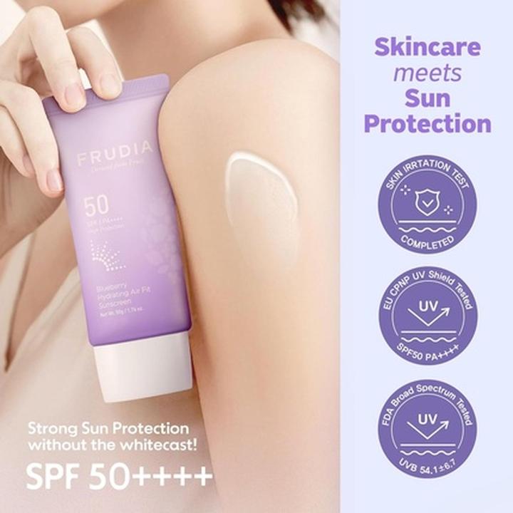 Actual product image Frudia Blueberry Hydrating Air Fit Sunscreen SPF 50 Moisturizing (Suntan cream, SPF 50, 50 ml)