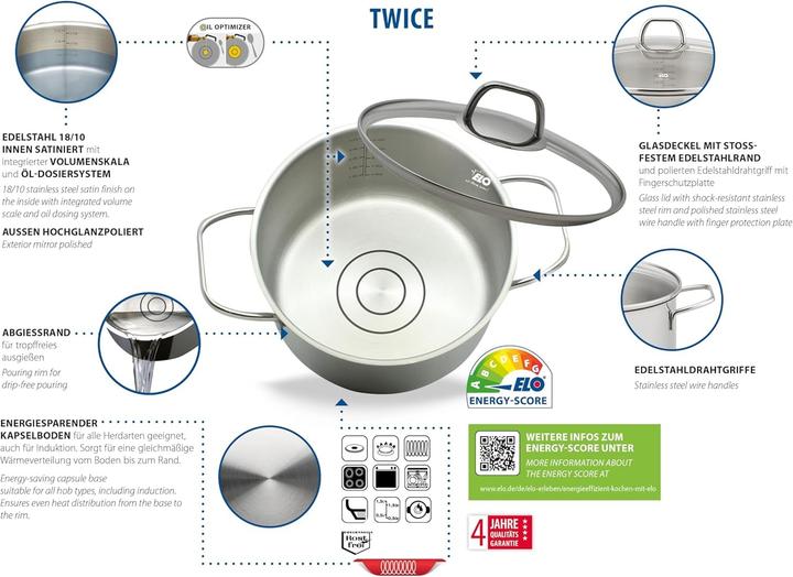 Produktbild ELO Topfset Twice ES 18/10 4tl (Bratpfanne, Kochtopf)