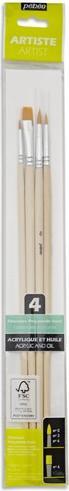 Produktbild Pebeo 4 Flache + runde goldfarbene Poly-ML-Pinsel