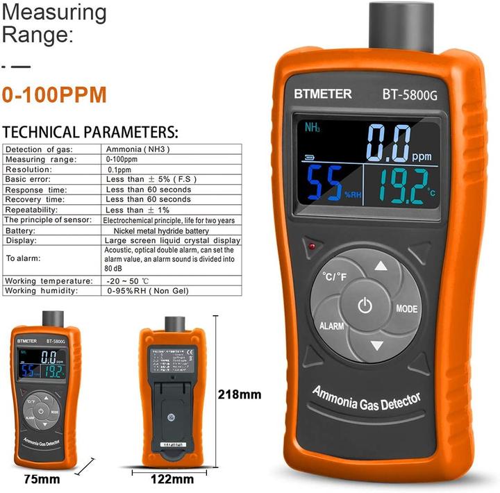 Actual product image Btmeter BT-5800G Gas Detector (Temperature measuring device)