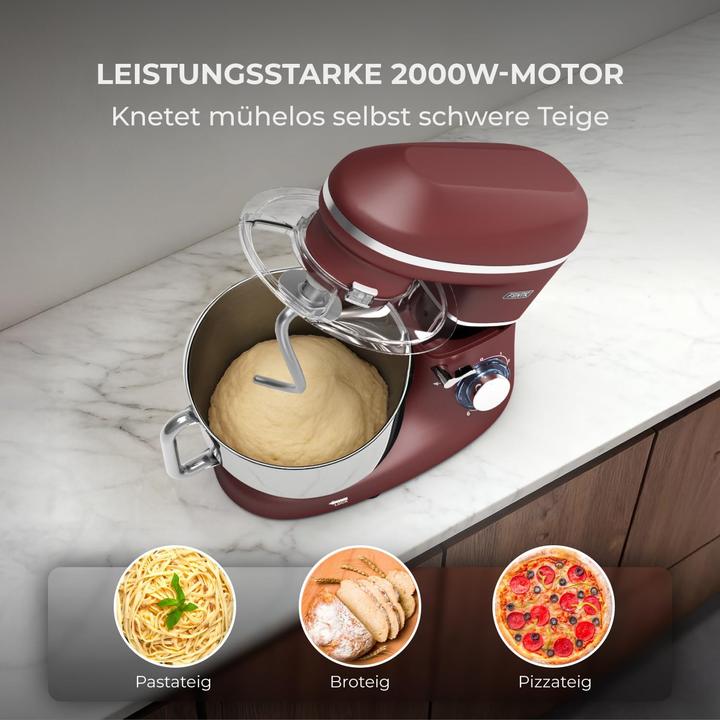 Produktbild Fentic Keukenmachine - 1500W - RVS Mengkom (6,2 L) - Keukenrobot - Mixer met Garde, Deeghaak en Menghaak - (2000 W, 6.20 l)