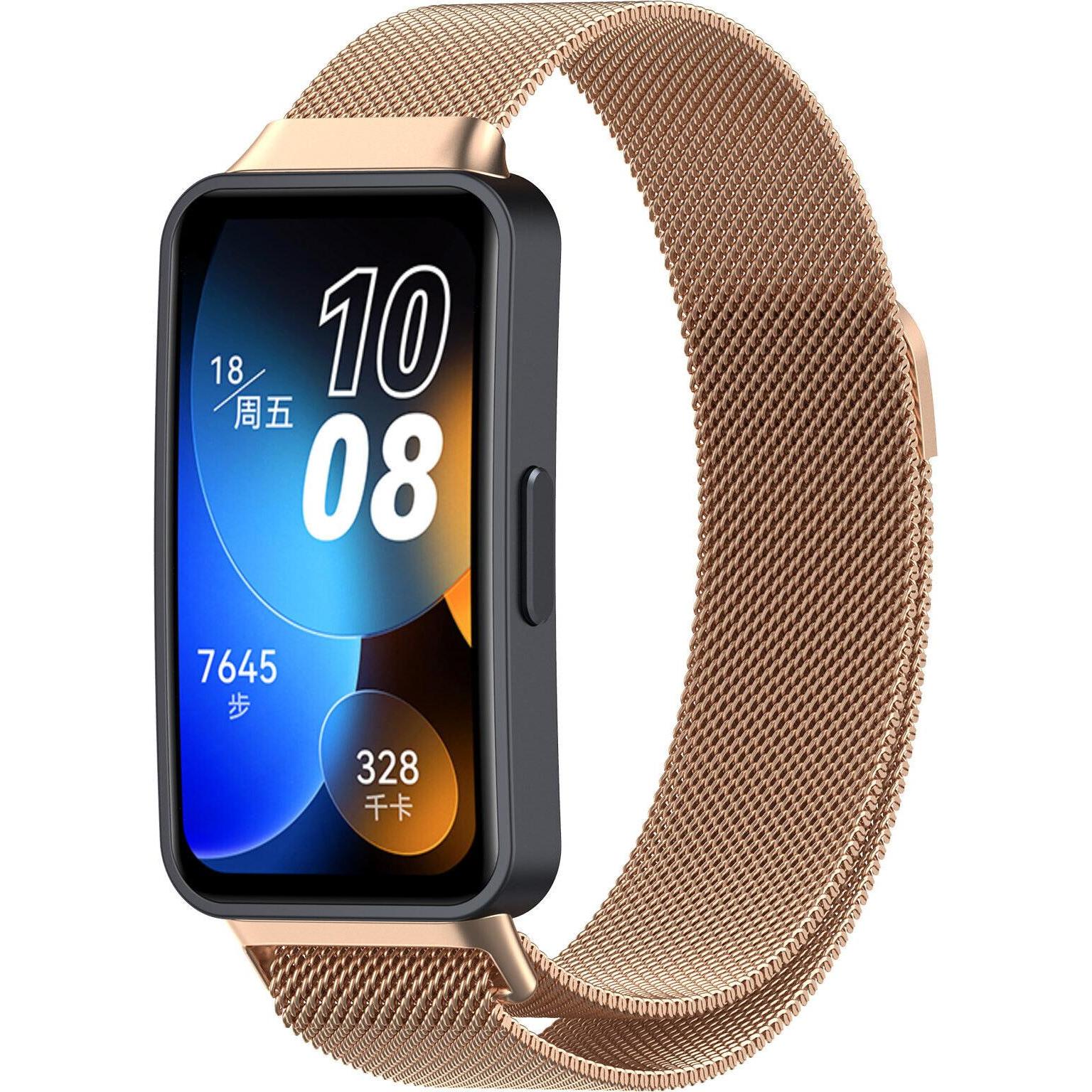 Strap-it Armband (Edelstahlgeflecht, 9), Uhrenarmband, Rosa, Gold