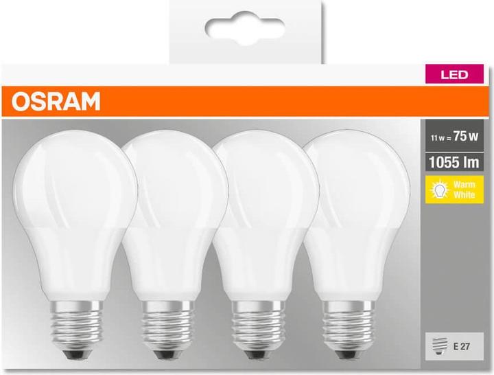 Produktbild Osram Led Base Classic A (E27, 11 W, 1055 lm, 4 x, F)