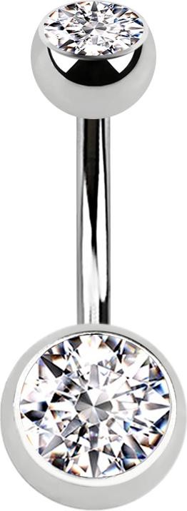 Produktbild Star Piercing Banane silber mit zwei Kugeln Kristall silber (Chirurgenstahl 316L)