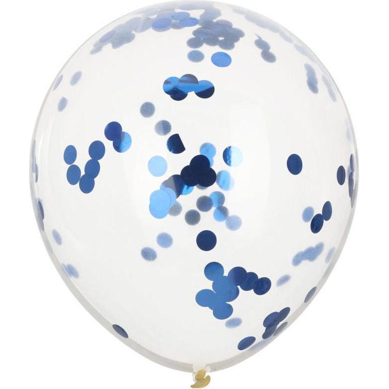 Luftballons mit blauem Konfetti, 8 Stück.