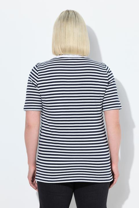 Immagine prodotto Ulla Popken Maglia polo in piqué dalla vestibilità classica con righe e mezze maniche (56)