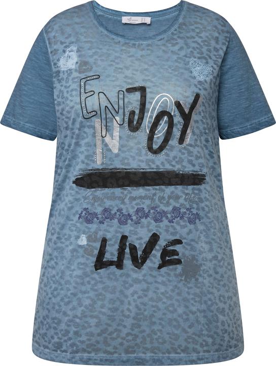 Image du produit Miamoda T-shirt à manches courtes et col rond, avec message imprimé et motif léopard (44)