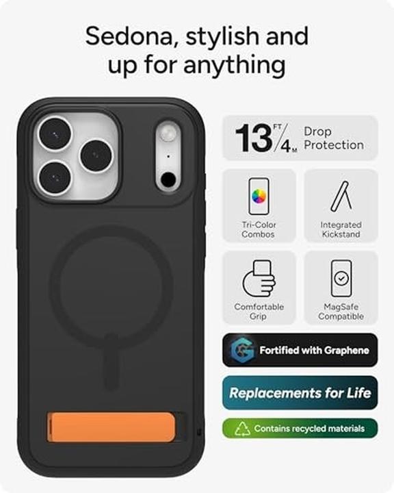 Actual product image Zagg Case für Apple iPhone 17 Pro Max Sedona Snap mit Kickstand flood black (Apple iPhone 17 Pro Max)