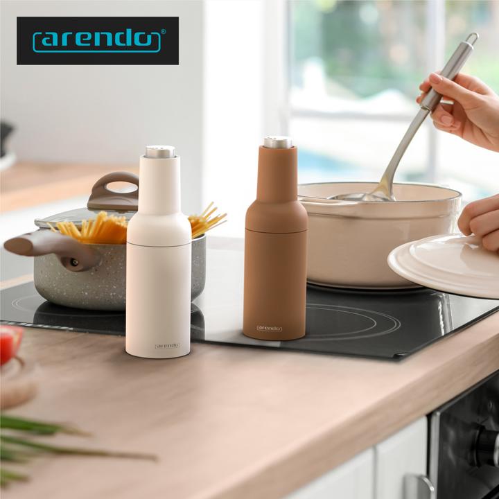 Produktbild Arendo Salzmühle & Pfeffermühle 2er Set, Salz und Pfeffer Mühle elektrisch, einhändig, Batteriebetrieben (Salz, Pfeffer)