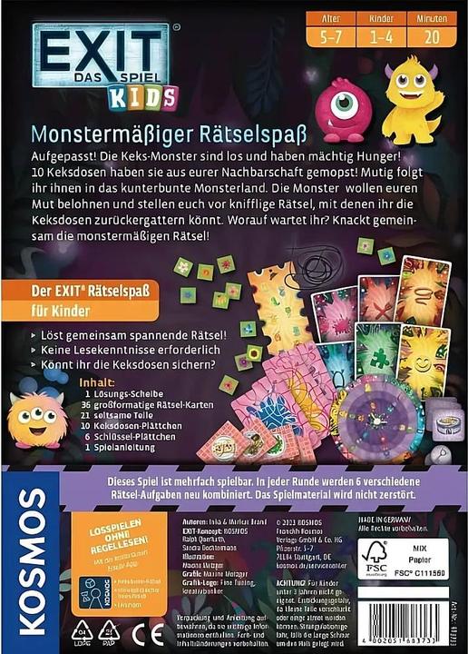 Produktbild Kosmos Exit - Kids: Monstermässiger Rätselspass (Deutsch, 2 - 4 Spieler)