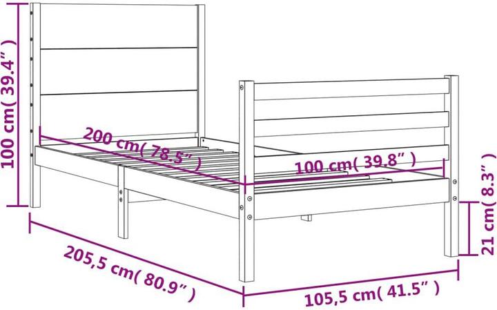 Produktbild vidaXL Bettgestell (100 x 200 cm)