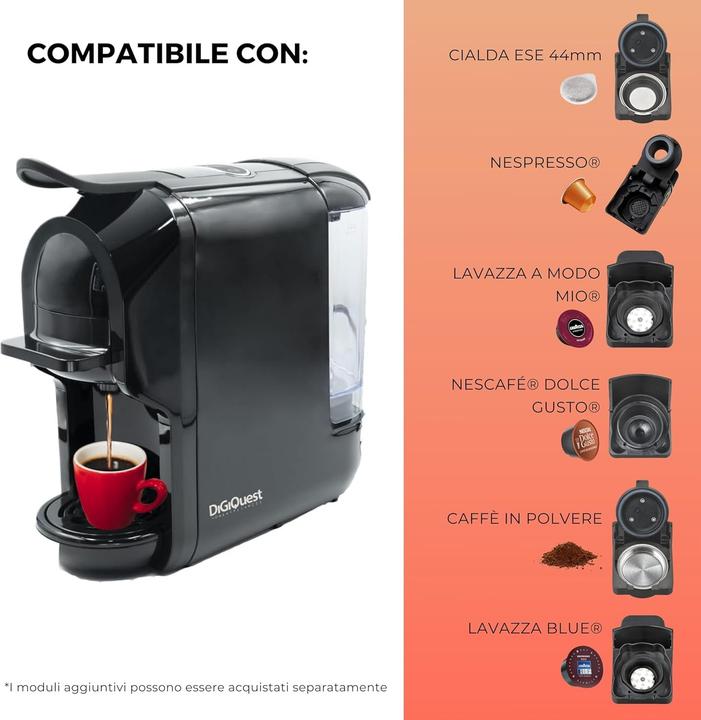 Produktbild Digiquest Multifunctional Coffee Maker with MODULO Only Waffle Coffy 1450 Watt 06 Litre 19 Bar Black