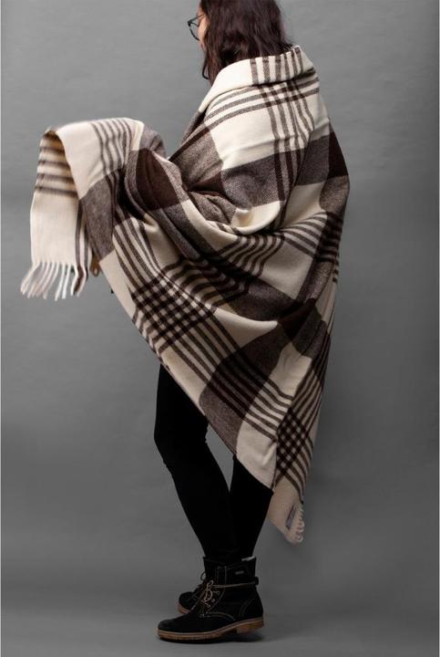 Produktbild MojaMajo Wolldecke Joao 140x190 cm, Braun Weiss (140 x 190 cm)