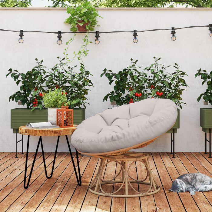 Produktbild Swisshandel24 Papasansessel Rattan 360° drehbar, bis 120 cm, Hellgrau