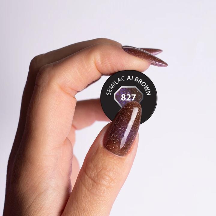 Productafbeelding Semilac UV Nagellak 827 AI Bruin 7ml (827 AI Bruin, Gel effect nagellak)