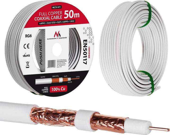 Produktbild Maclean MCTV-472 MCTV-472 Kabel koaxial kabelis RG6 100M (Antennenkabel)