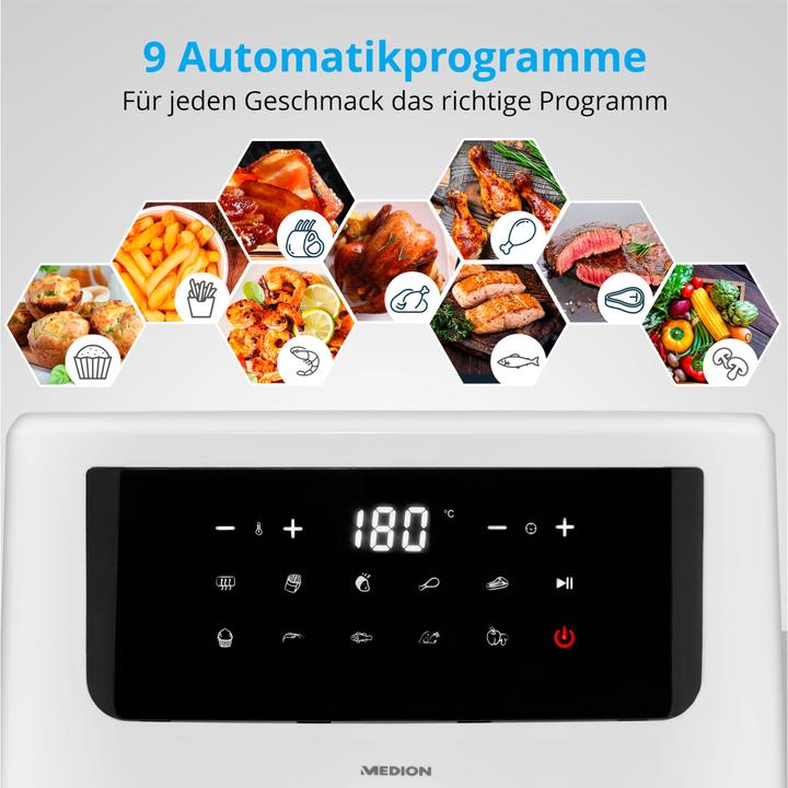 Image du produit Medion MD 11750 Life P10 XL Friteuse à air chaud duo 6,8 l, blanc