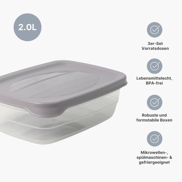 Image du produit Hobby 3er-Set Boxen Aufbewahrungsdosen Meal-Prep-Dosen Frischhaltedosen (2 l)
