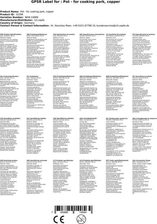 Image du produit Ich-zapfe Marmite - pour la cuisson du porc, cuivre (30 cm, Casserole, Cuivre)