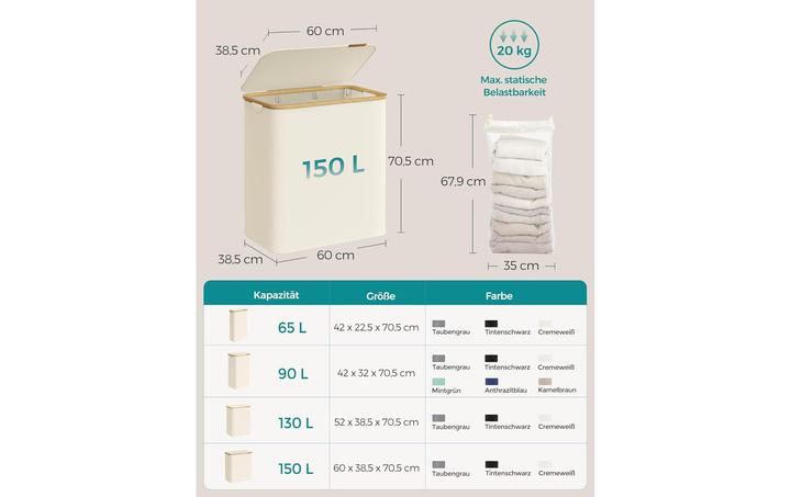 Image du produit Songmics Panier à linge (130 l)