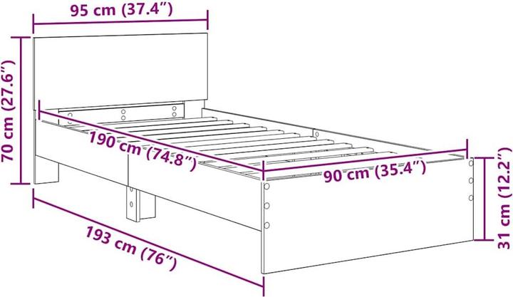 Produktbild vidaXL Bettrahmen (90 x 190 cm)