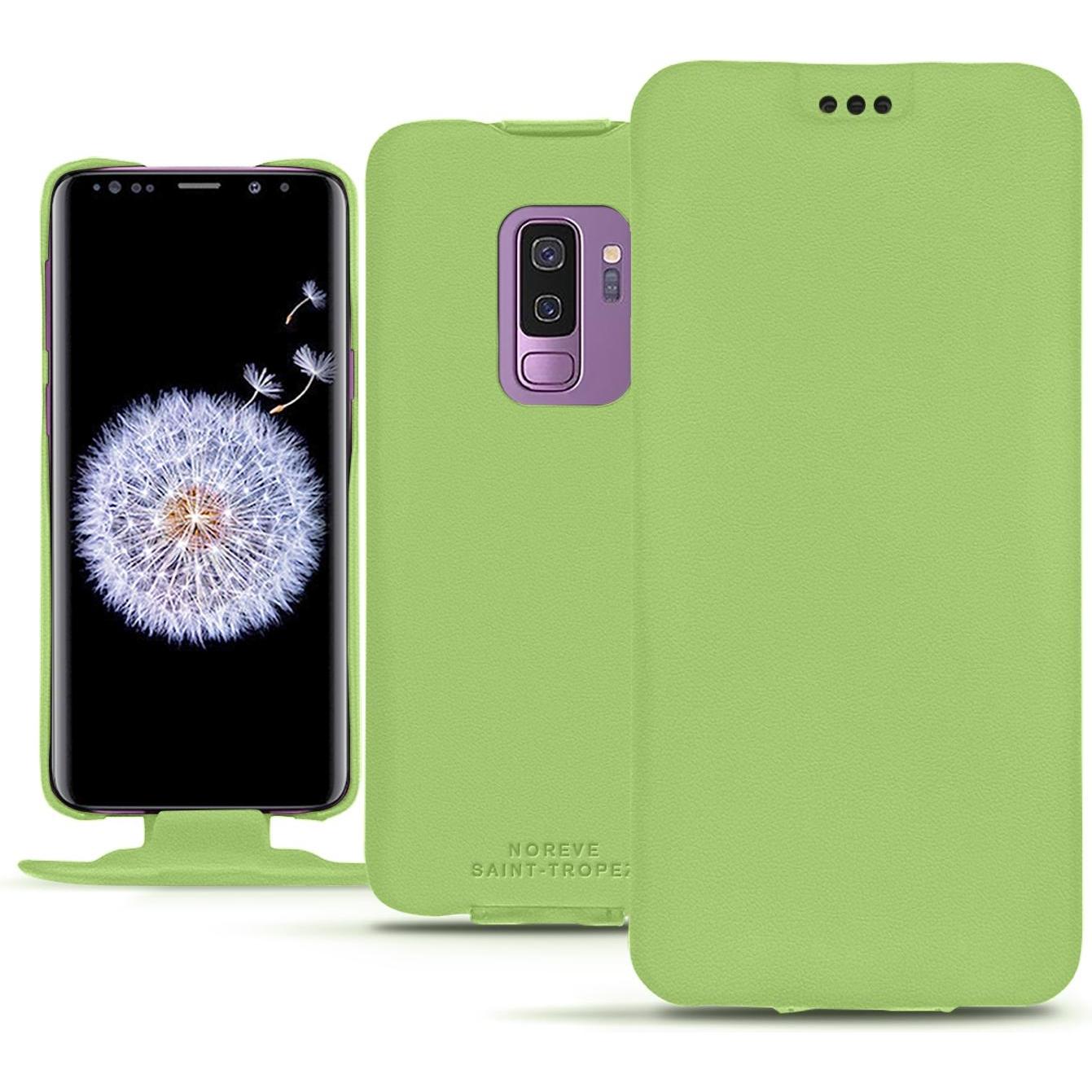 Noreve Lederschutzhülle vertikal (Samsung Galaxy S9+), Smartphone Hülle, Grün