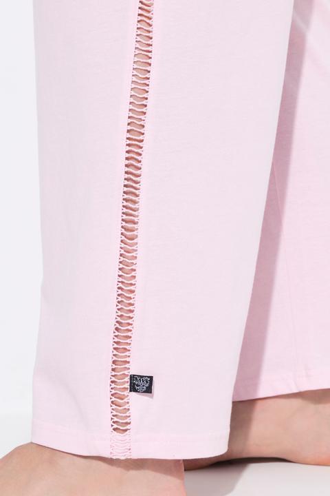 Actual product image Ulla Popken Openwork Detail Short Sleeve Two Piece Pajama Set (58)