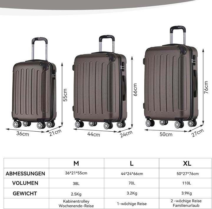 Immagine prodotto Beibye 3-teiliges Hartschalenkoffer-Set (110 l)