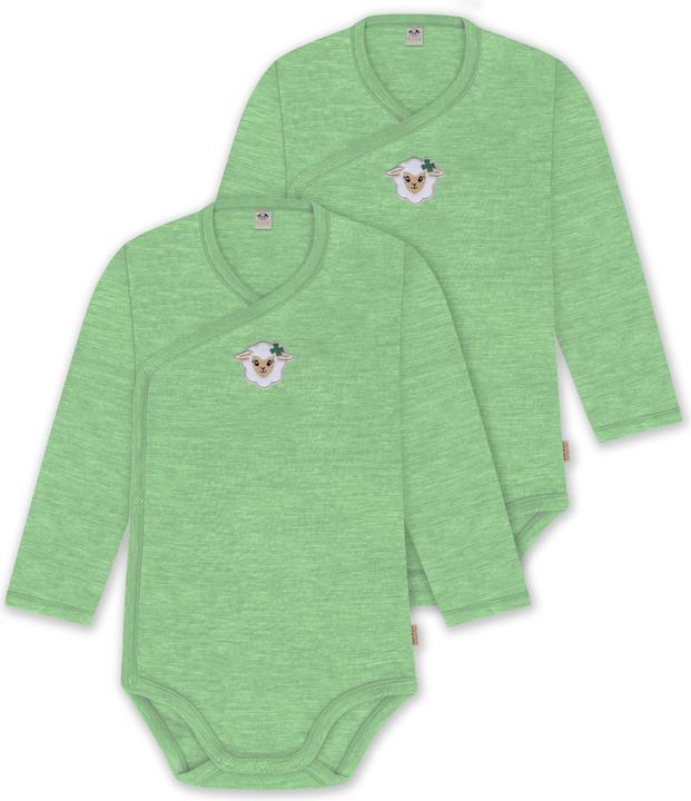 Produktbild Normani 2er Pack Baby-Body Basic Merino Wickelbody Langarm mit Knopf - 9347 (86)