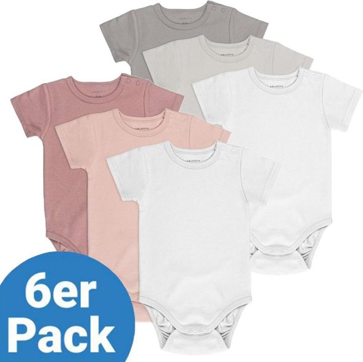 Produktbild La Loona LaLoona Baby-Bodys & Wickelbodys Baby Body Kurzarm OEKO-TEX® 6er Pack - Rose Grau - (74, 80)
