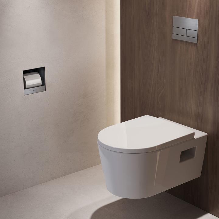 Produktbild hansgrohe HG WC-Papierhalter XtraStoris Original 150x150x140mm Edelstahl gebürstet