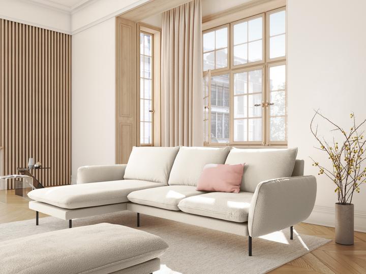 Actual product image Cosmopolitan Design Boucle Left Corner Sofa, "Vienna", 5 Seats, Beige, 255x170x95 Made in Europe (Corner sofa)