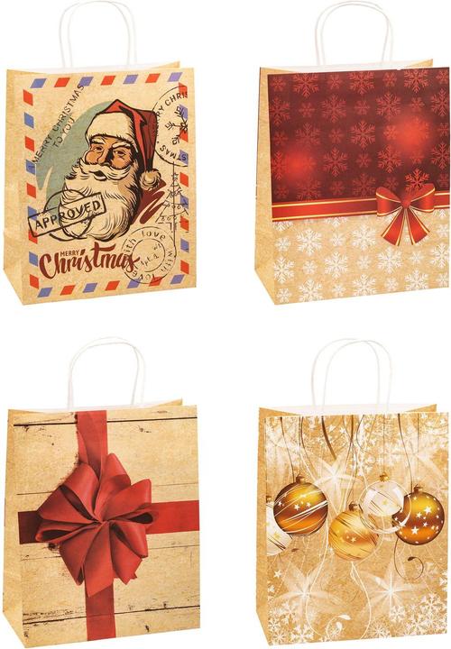 Produktbild Tsi Geschenktüten Weihnachten Serie 4, 4 verschiedene Motive, gross, B 260 x T 135 x H 320 mm, 100... (Geschenktüte, 1 x)