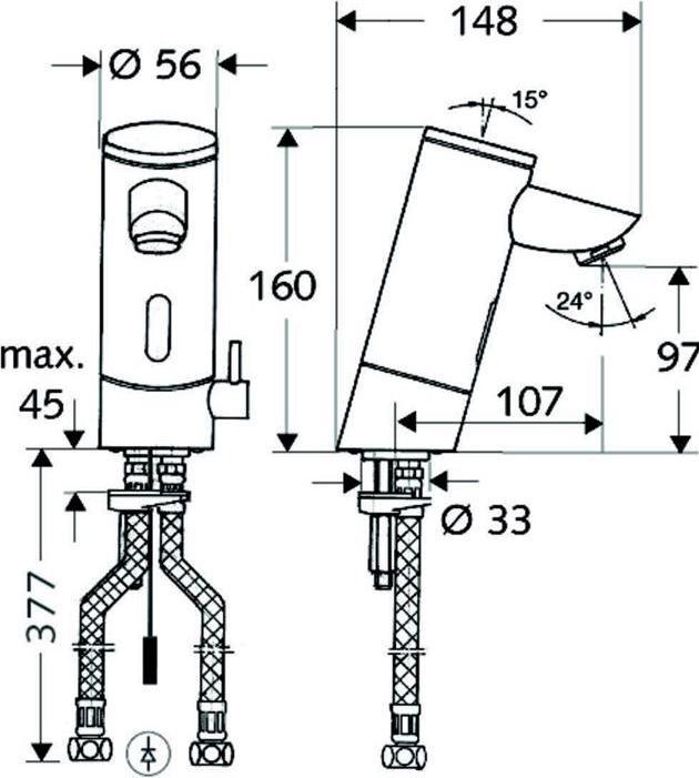 Produktbild Schell Elektronische WT-Armatur PURIS E Typ HD-M Netzbetrieb ch Steckernetzteil