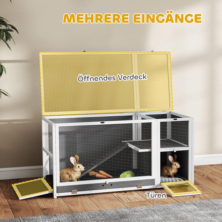 Image du produit PawHut Kaninchenstall Tannenholz, Metall Grau