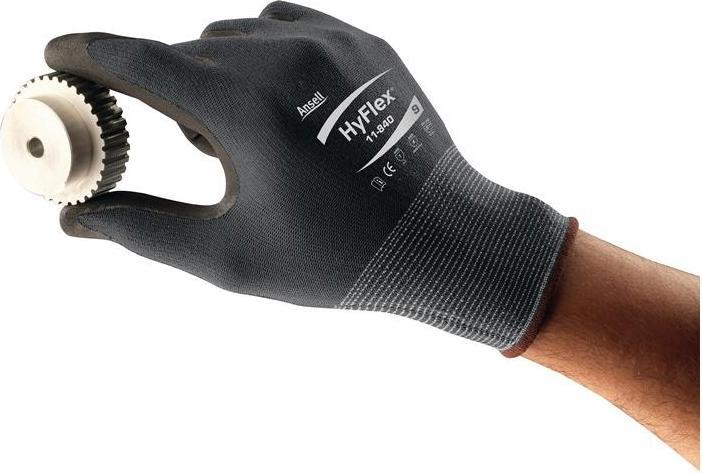 Actual product image Ansell Gloves HyFlex® 11-840 size 11 black/grey EN 388 PPE category II (11)