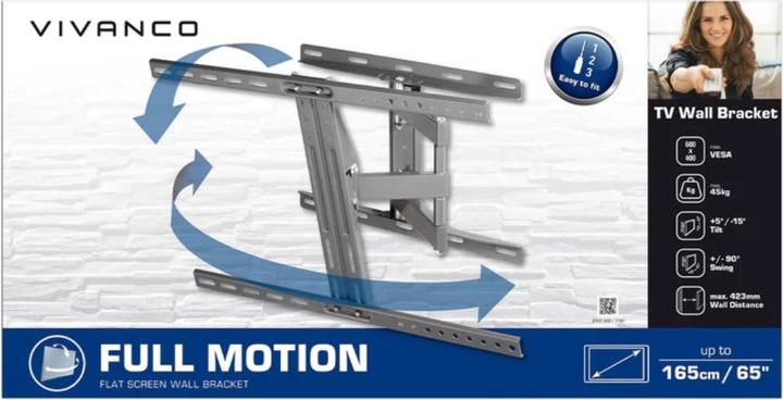 Actual product image Vivanco TV Wandhalter, Full Motion, VESA 600, 45kg (45 kg)