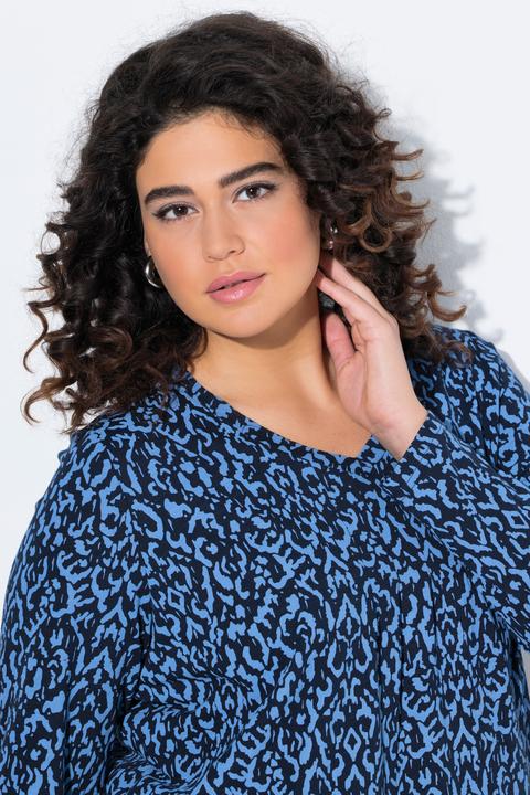 Produktbild Ulla Popken Shirt, Zierfalten, A-Linie, V-Ausschnitt, Langarm. (58)