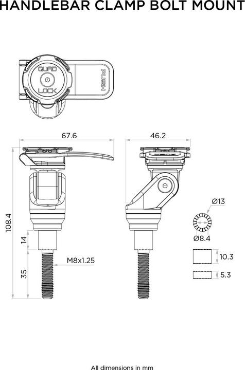 Produktbild Quad Lock Motorcycle Handlebar Clamp Mount