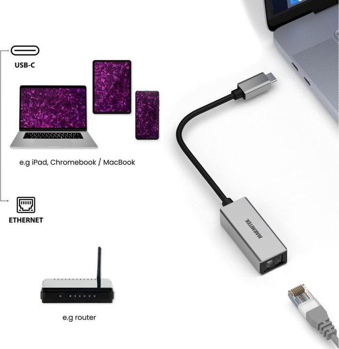 Actual product image Marmitek Adapter Connect USB-C > Ethernet (USB-C)