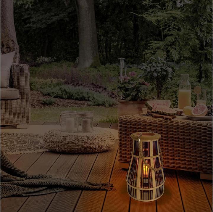 Productafbeelding Näve Decoratieve lamp mand /zwart natuur - h: 38cm incl. solar LED kaars (24 x 34,5 cm, 1 x)