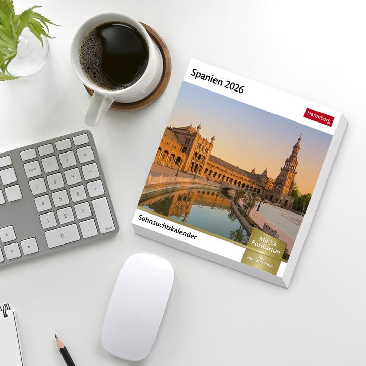 Produktbild Harenberg Spanien Sehnsuchtskalender 2026 - Wochenkalender mit 53 Postkarten