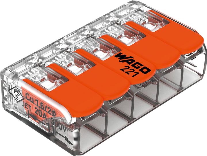Wago aansluitklem, 5x 0,14 - 4mm², transparant, 8 st.